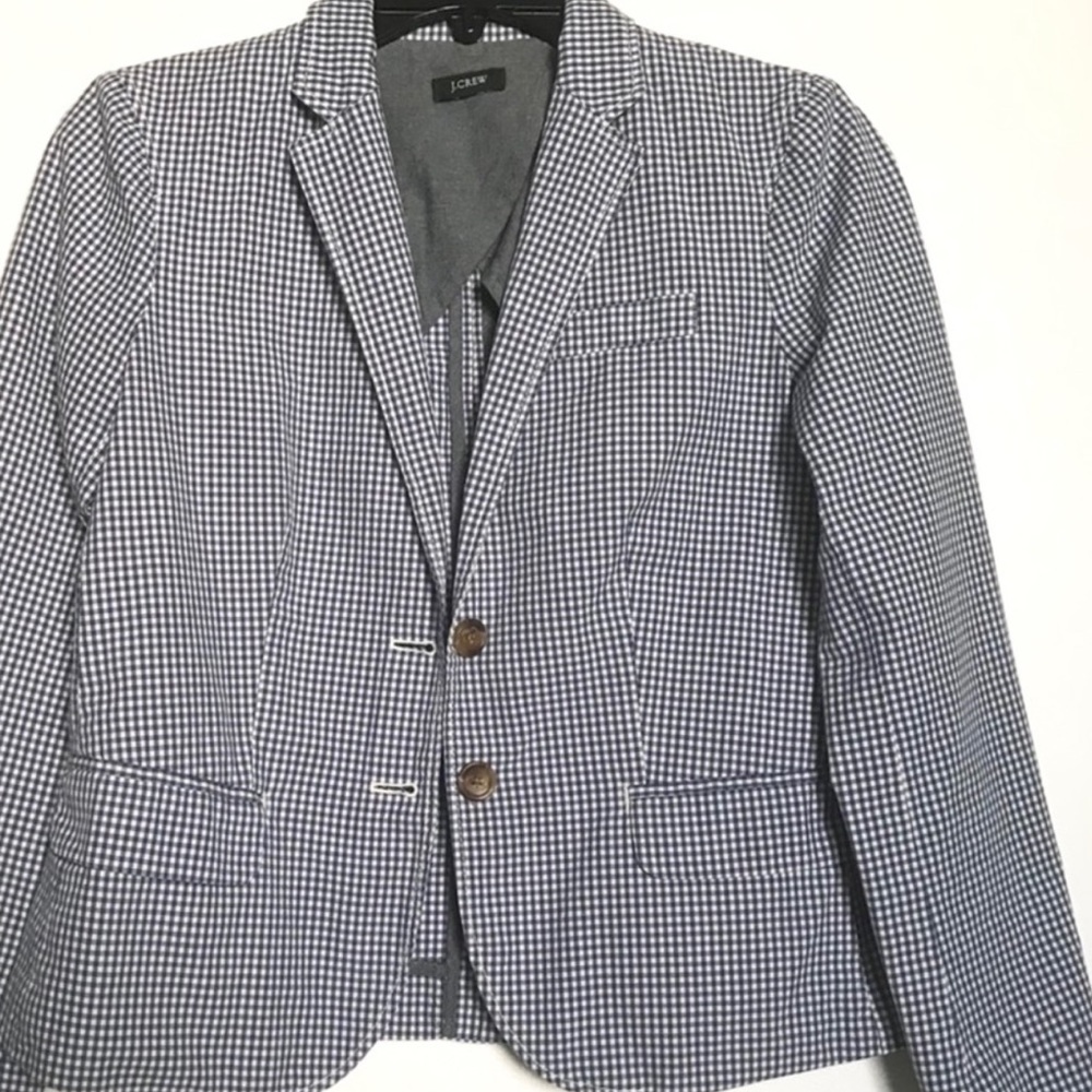 J. Crew Blue Gingham Classic Summer Blazer Jacket